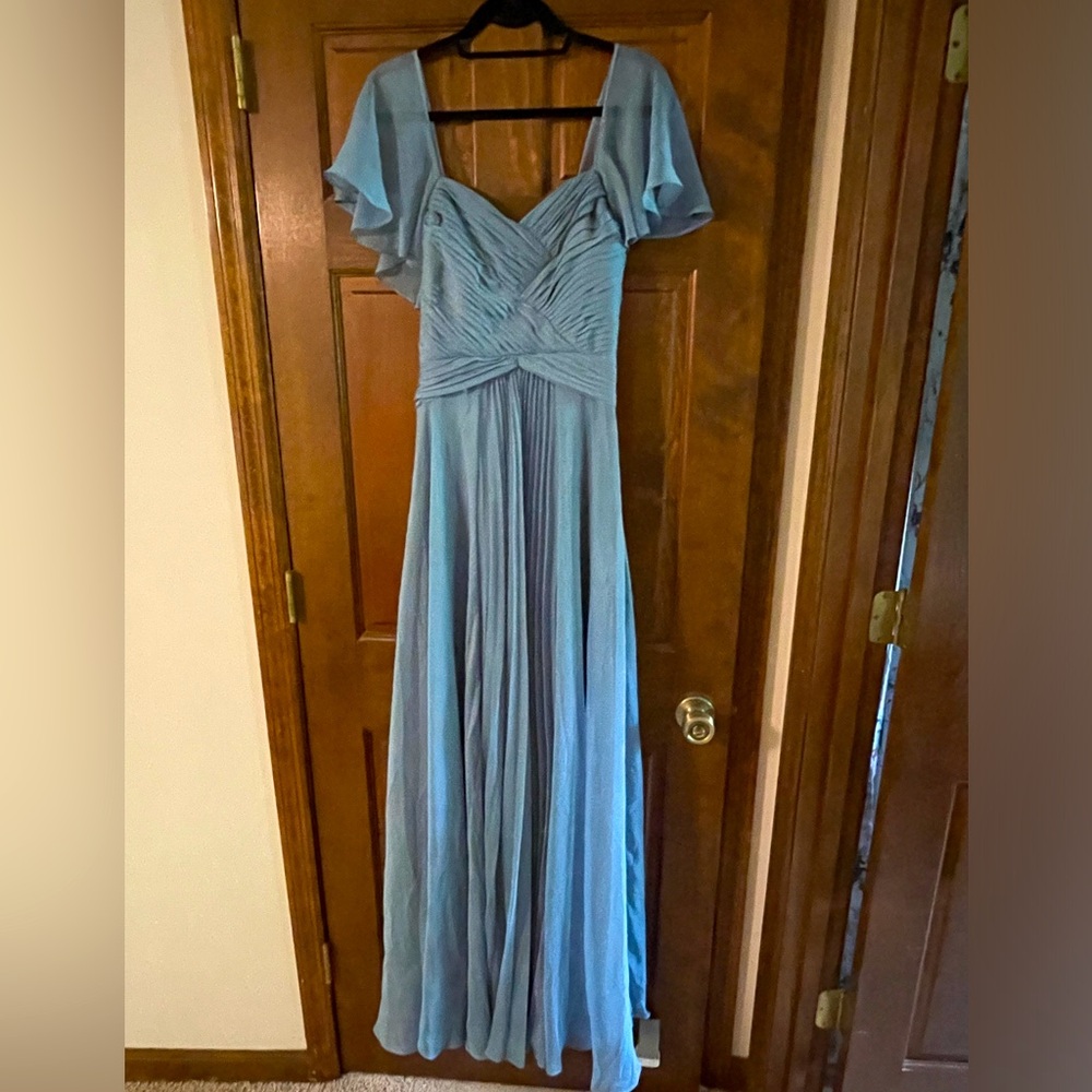 ASOS Tall Teal Sage Bridesmaid Wedding Guest Dress Flutter Ruffle Sleeves